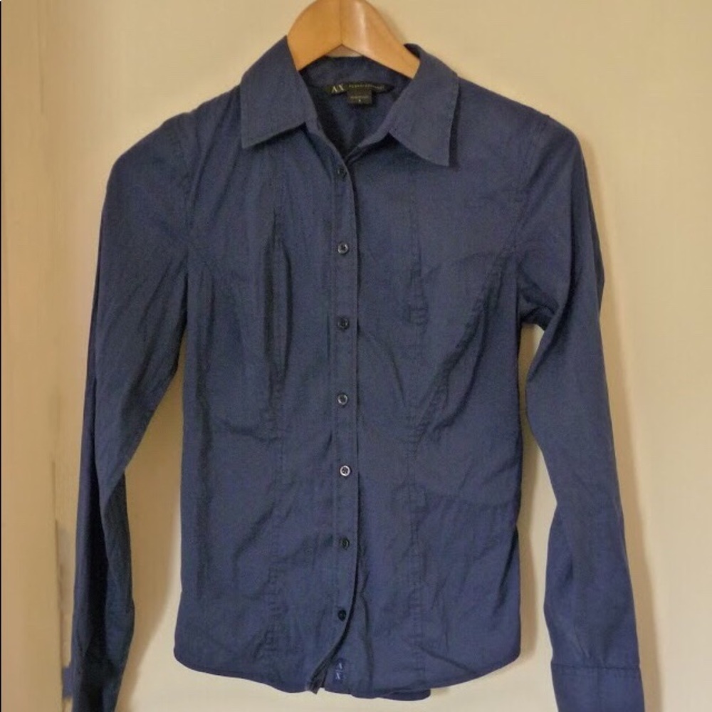 A/X periwinkle work button down top - S